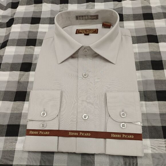 HENRI PICARD BY DON JONATHAN SILVER DRESS SHIRT. - Picture 1 of 3